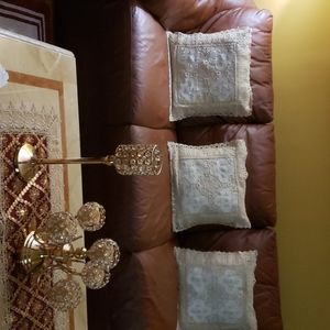 Italian leather couch and love seat and 2 end tabe